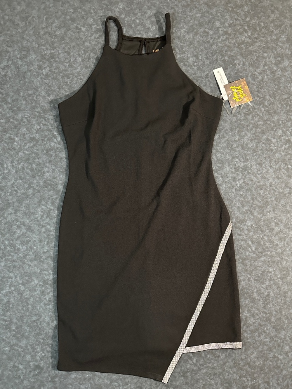 NWT Planet Gold High Neck Rhinestone Trim Dress Size Medium